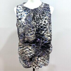 Worthington abstract print pleated and ruched top size large